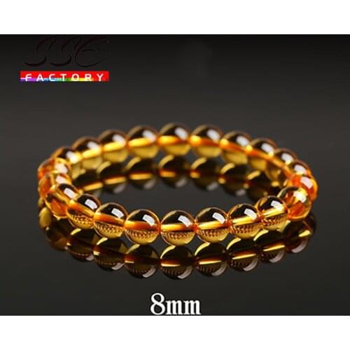 Natural Citrines Crystal Bracelets Stone Round Loose Beads Elasticity Rope Men Women Bracelet High Quality Crystal CharmBracelet