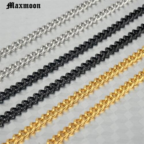 MAXMOON 3mm/5mm/7mm Hip Hop Curb Cuban Link Chain Choker Necklace for Women Men Punk Stainless Steel Chains Punk Jewelry