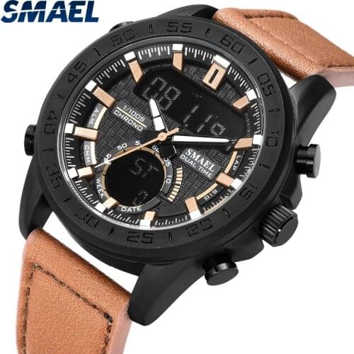 Reloje 2019 SMAEL Men Watch Male Leather Automatic date Quartz Watches Mens Luxury Brand Waterproof Sport Clock Relogio Masculin