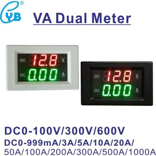 YB4835VA DC 100V 300V 600V Digital Voltmeter Ammeter Voltage Current Meter LED Display VA Dual Meter Amperemeter 3A 10A 20A 50A