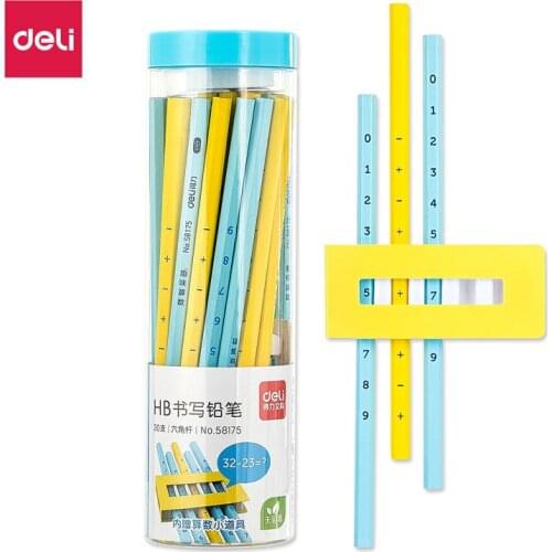 Deli 58175, arithmetic operation, hexagonal graphite HB pencil, writing pen, log non-toxic pencil, student office stationery