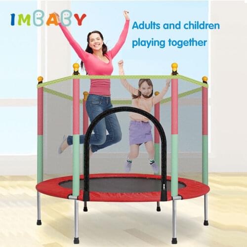 IMBABY Children Trampoline Kids Bouncer Safety Baby Jumper Indoor Playground With Guardrail Fitness Kid Adult Gym Sports Workout