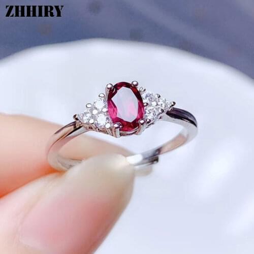 ZHHIRY Genuine Natural Pyrope Garnet Ring 925 Sterling Silver Rings For Women Color Gemstone Fox Shape Fine Jewelry