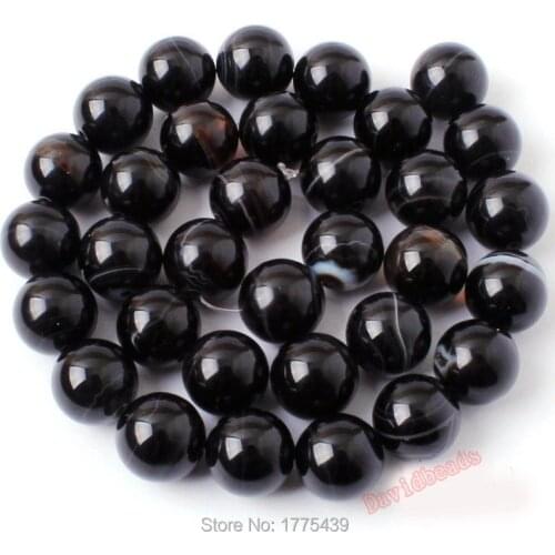 Factory price Natural Stone Banded Black Stripe Agat Round Loose Beads 4 6 8 10 12MM Pick Size For Jewelry Making
