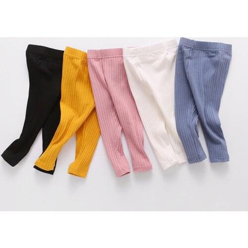 Childrens Clothes Girls Leggings 2020 Autumn Winter New Pure Cotton Solid Color Stretch Kids Mid Waist Casual Trousers 1-4 Years