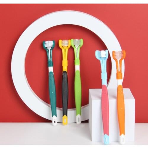 Hot Selling Three Sided Pet Toothbrush Dog Brush Addition Bad Breath Tartar Teeth Care Dog Cat Cleaning Mouth