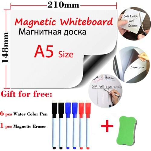 A5 Size Magnet Board Fridge Whiteboard for Kids Magnetic Dry Erase Board White Boards Kitchen Office Message Boards Stationery