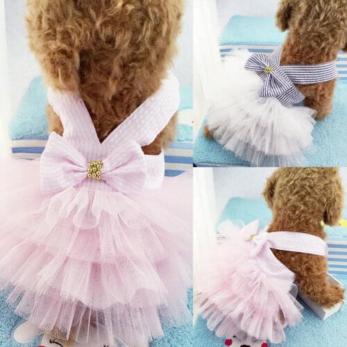 Cute Pet Dog Dress Cute Lace Ball Gown Puppy Bow knot Princess Wedding Dresses Pet Apparel