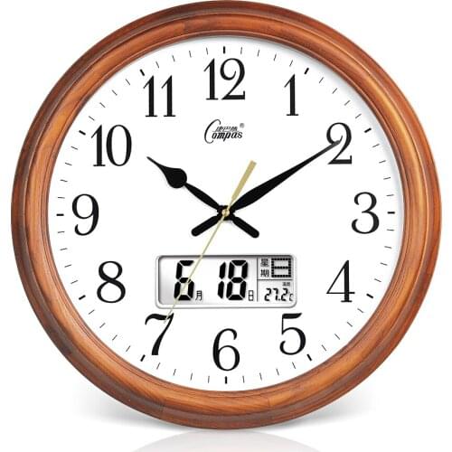 Calendar Fashion Clock Wall Digital Vintage Round Minimalist Wall Clock Modern Design Living Room Wand Klok Home Decor WF50WC