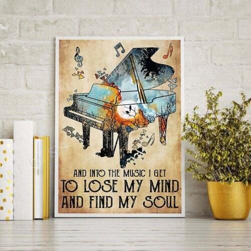 Music Poster-And into the Music Poster-to lose my mind and find my soul art - Music Wall Print - Wall Decoration - Piano poster