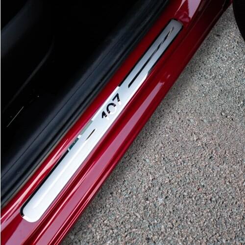 Car Stainless Steel Door Sill Scuff Plate for Peugeot 107 2017-2020 2pcs