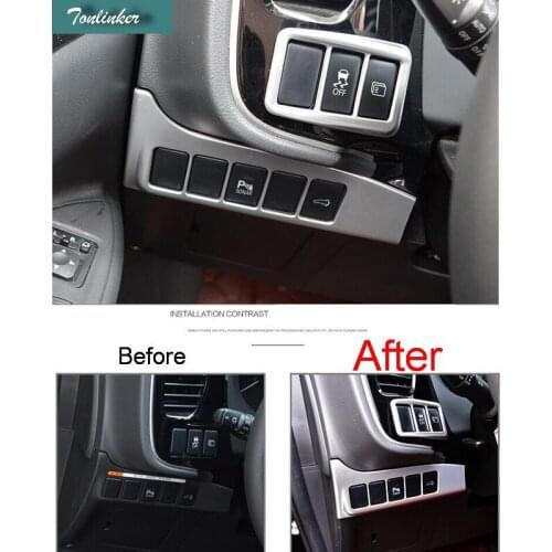 Tonlinker Cover Case Stickers for Mitsubishi Outlander 2016-17 Car Styling 2 PCS Central console button adjusting fram stickers