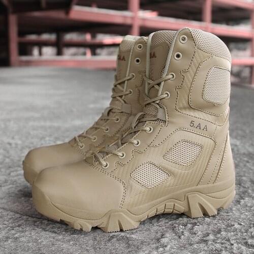 New Winter Military Boots Mens Leather Combat Boots Desert Military Training Non-Slip Boots Fashion Popular Safety Work Boots