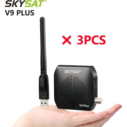 New [3 PCS ] SKYSAT V9 Plus Satellite Receiver DVB S2 support CS Powervu Biss USB PVR HD Satellite Receptor