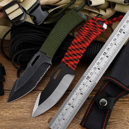 8.46'' Fixed Blade Hunting Knife Outdoor Survival Tactical Knife Camping Small Straight Knives with Sheath EDC Self-defense Tool