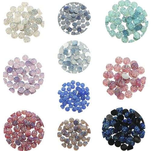 Wholesale 1000pcs 10-12mm Flatback Resin Druzy Round Cabochons Cameo For Charms Pendant Bracelet Jewelry DIY Making Accessory