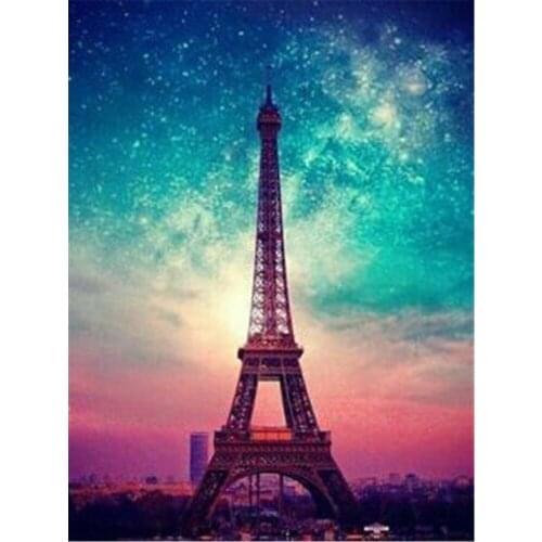 Landscape Paris Tower DIY Embroidery Cross Stitch 11CT Kits Needlework Craft Set Printed Canvas Cotton Thread Home Sale