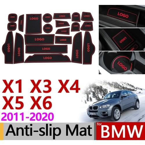Anti-Slip Rubber Gate Slot Cup Mat for BMW X1 F48 X3 F25 X4 F26 X5 F15 X6 F16 X3 G01 Accessories Stickers with M Logo 2017 2018