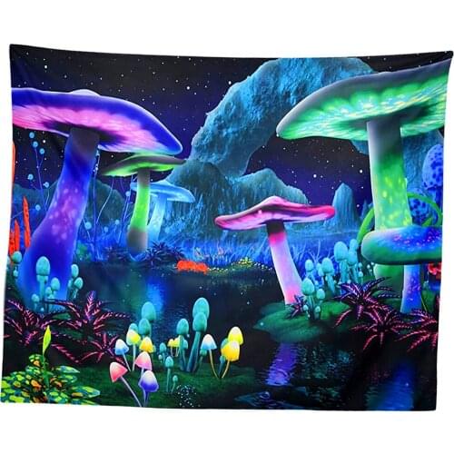 Psychedelic Mushroom Tapestry Trippy Wall Tapestry Fantasy Plant Tapestry Wall Hanging for Home Decor, 59" x 78.74"