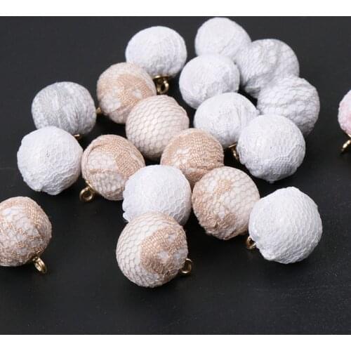 Multicolour Fabric Wool Art Pendant Balls Party Gift Charms Beads Ornament DIY Jewelry Earrings Pendants Handmade 10 pcs 15mm