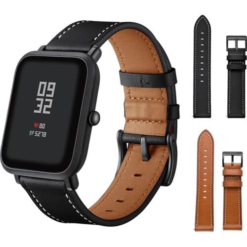 New Genuine Leather Watch Band for Xiaomi Amazfit GTS GTR 42mm Replacement Wrist Strap for Huami Amazfit Bip lite accessories