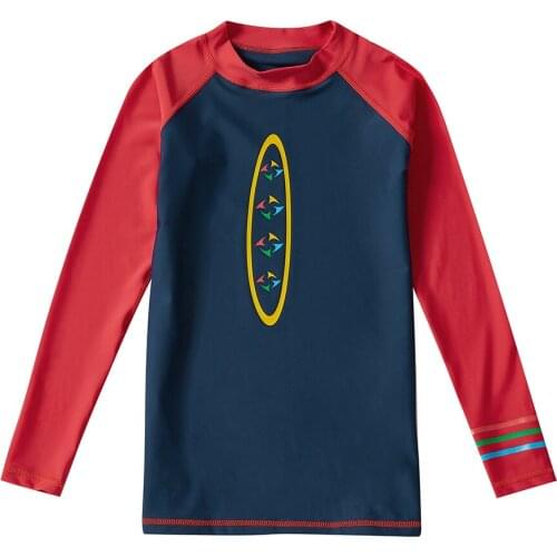 Boys Long Sleeve Rash Guard Shirt UV Surf Swim Top Swimwear Tops S M L XL