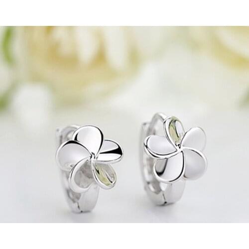 Hot Romantic 925 Sterling Silver Earrings For Women Exquisite Flower Hoop Earring Girl Fashion Jewelry Party Accessories KOFSAC