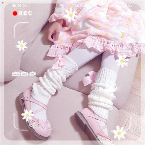Japanese Lolita Sweet Girl Leg Warmer Ball Knitted Foot Cover Women Leg Warmer Socks Heap Socks girls Foot warming cover
