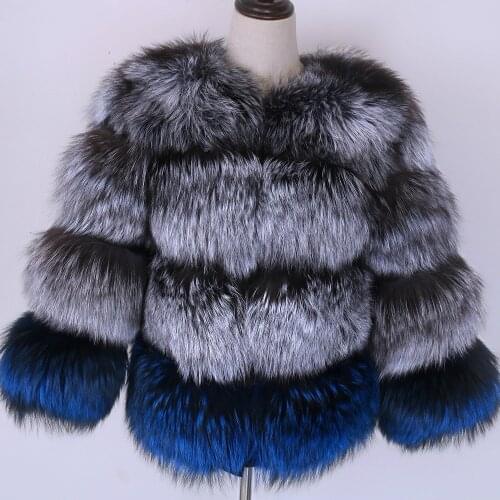 2021 New Fashion Women Natural Silver Fox Fur Coat Winter Real Fur Jacket Winter Short Vest Fur Parka Streetwear