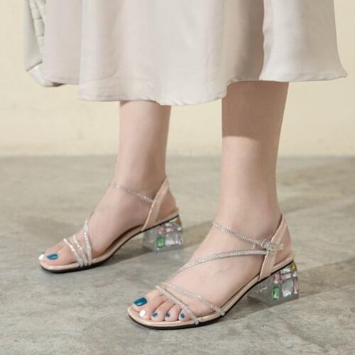 LLOGAI Nice New Bling Strap Crystal High Heels Sandals Women Glitter Wedding Bridal Party Platform Heel Rhinestone Shoes Summer