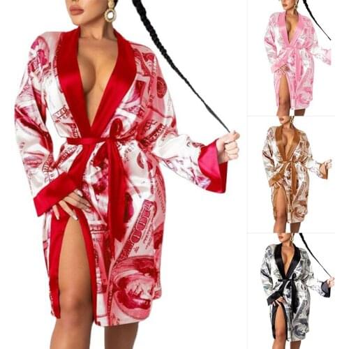 Women Explosives Style Sexys Cardigan Long Dress Women Sexys Kimonos Sleeps Tops For Nightclub Clothing EK-New