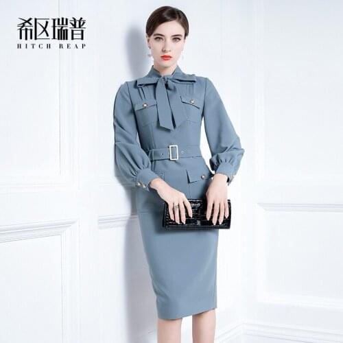 High End Ladies' Temperament Dress Autumn Dress New Womens Retro Scarf In 2021