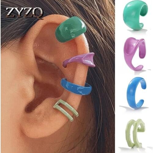 ZYZQ 4 Pcs Colorful Resin Clip Earrings Set For Women Girls Stacking and Wearing Ear Clips Without Piercing Ear Cuff Jewerly