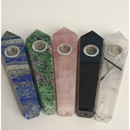 1pc Natural Quartz Crystal Labradorite Stone Smoking Pipe to Heal Crystal Stone Tobacco Pipe Dry pipe