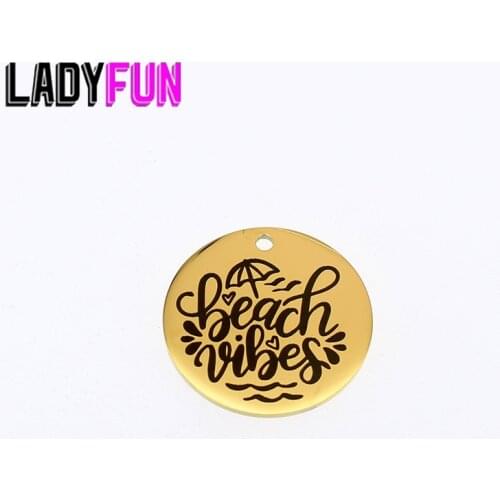 Beach Vibes Charm Stainless Steel Charms Sea Lover Pendant Charms High Polish Pendant 25mm 10pcs