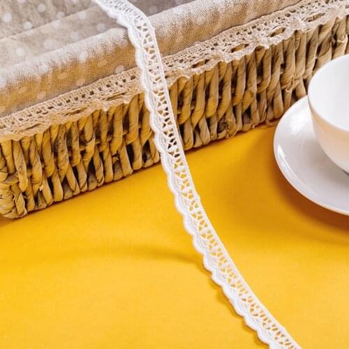 20Yards 1.5cm White Cotton Embroidered Lace Trim Ribbons Fabric DIY Handmade Craft Clothes Sewing Accessories Supplies
