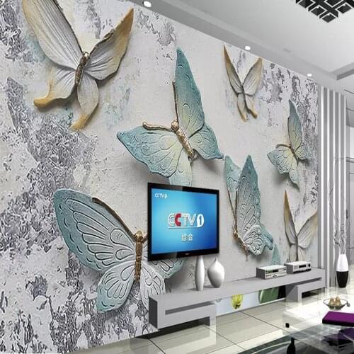 Custom 3D Wallpaper Murals Butterfly Stereoscopic Embossed TV Background Wall Mural Wallpapers For Living Room Papel De Parede