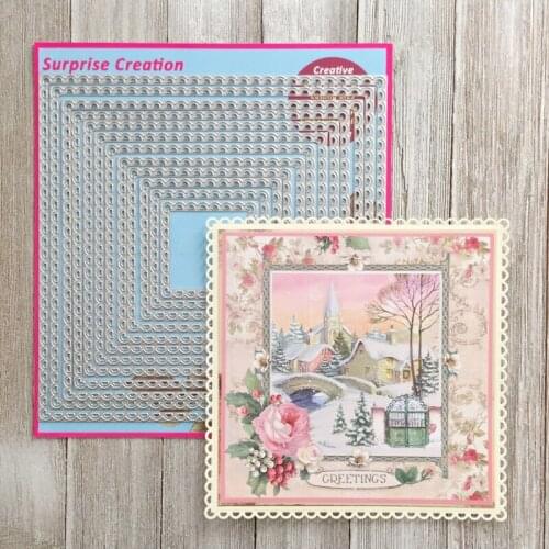 Large Cutting Dies Lace Edge Square Scrapbook Cardmaking DIY Paper Craft Metal Stencil