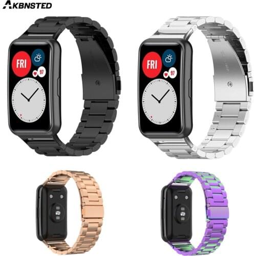 AKBNSTED Bracelet Band For Huawei Watch Fit Stainless Steel Strap For Huawei Fit Smart Bracelet Sports Wristband Accessorios