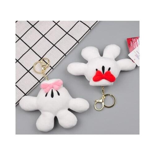 Disney Mickey Minnie Hand Anime Plush Keychain Cartoon Stuffed Doll chain Toy Pendant Ornament Unisex Birthday Gifts New