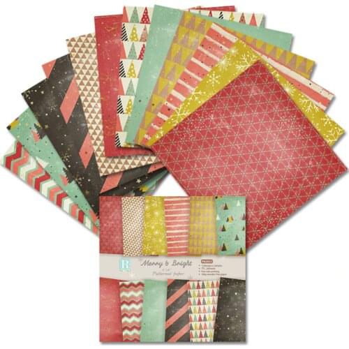 24 sheets 6"X6" Merry Bright Patterned Paper Pad Scrapbooking Paper Pack Handmade Paper Craft Background Pad Alinacraft