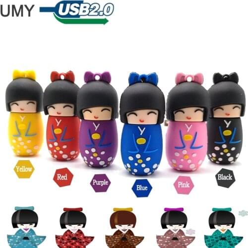Pendrive colorful cartoon Japanese girl usb flash drive 4GB 8GB 16GB 32GB 64GB cute tumbler memory stick pen drive u disk