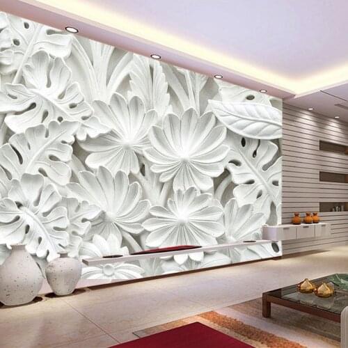 Custom White Banana Leaf Wallpaper Murals for Living Room Sofa Background 3d Wall Mural Papel 3d Leaf Wall paper Stickers