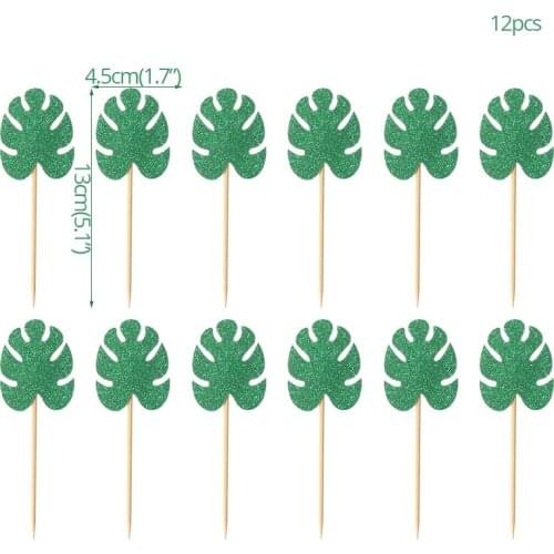 Hawaiian Green Palm Leaf Cake Topper Jungle Tropical Party Summer Wedding Baby Shower Jungle Birthday Party Cake Decoration
