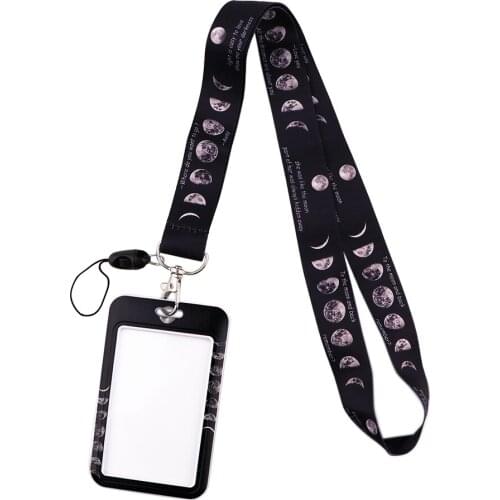 JF0289 Moon Creative Black Lanyard Badges ID Lanyards Cell Phone Rope Key Lanyard Neck Straps Office Accessories