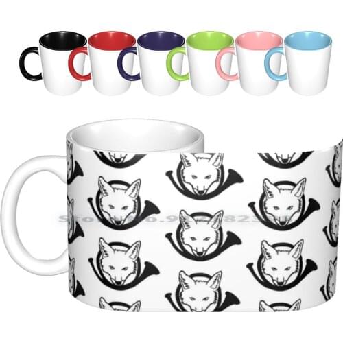 Fox Hunting Logo Ceramic Mugs Coffee Cups Milk Tea Mug Horse Fox Hunting Wild Barn Nature Horn Black White Creative Trending