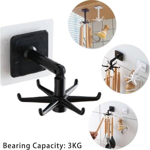 Kitchen Hook Organizer 360° Rotating Bathroom Hanger Wall Mounted For Lid Cooking Accessories Cupboard Storage Cabinet Shelf