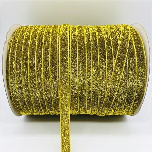 6/10/15/20/25/38MM Gold Glitter Wire Ribbon Handmade Wedding Party Decoration Ribbon For Gift Wrapping DIY Hair Bows Crafts