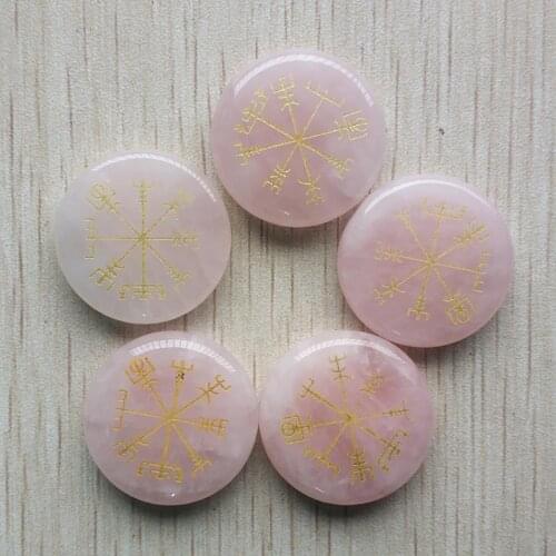No hole fashion good quality Natural stone pink round pendants for jewelry accessories making 5pcs/lot wholesale free shipping