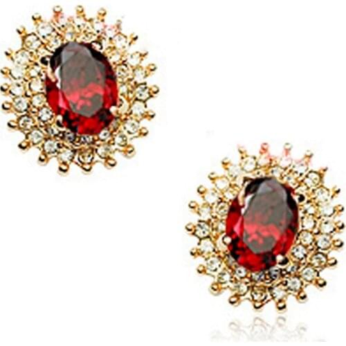 MOONROCY Rose Gold Color Red Crystal Earrings Rigant CZ Trendy Wedding Earring for Women Gift Jewelry Wholesale Dropshipping